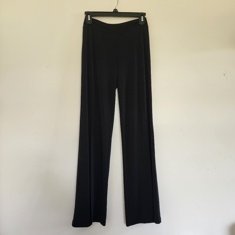 Clara Sunwoo Signature Liquid Knit Front High Slit Wide Leg Pants Black Size M - Picture 3 of 12